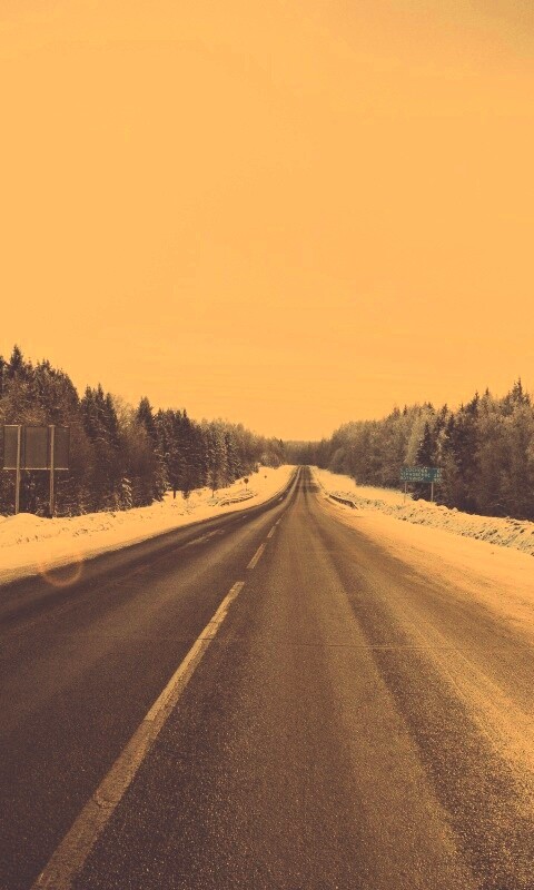 Дальняя дорога зимой обои