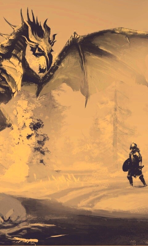 Скайрим: битва с ледяным драконом обои