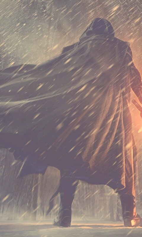 Кайло Рен в зимнем лесу обои