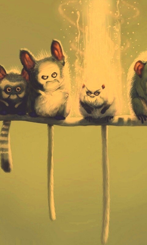 Существа на ветке обои