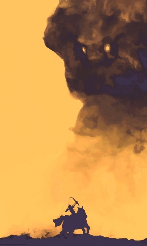 Всадник и огромный голем обои