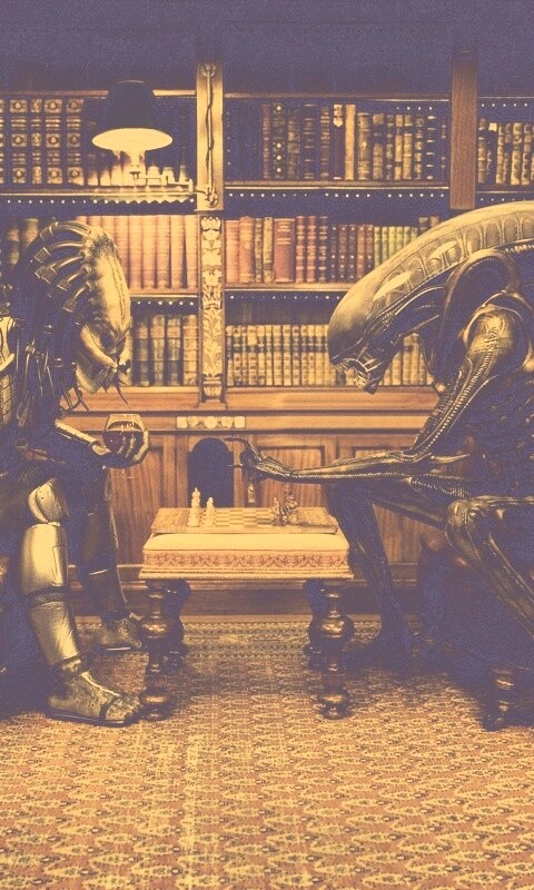 Чужой против хищника в шахматы обои