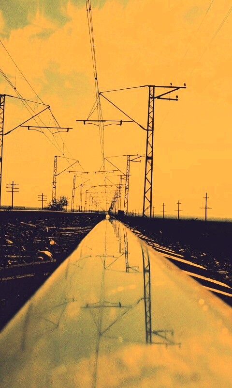 Отражение в рельсе обои