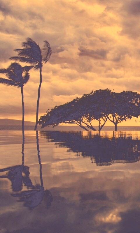 Восход над озером обои