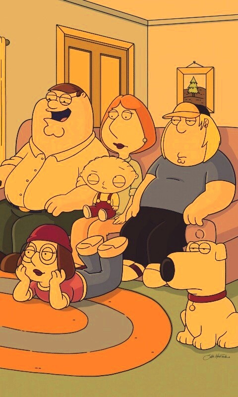 Гриффины всей семьей перед телевизором обои