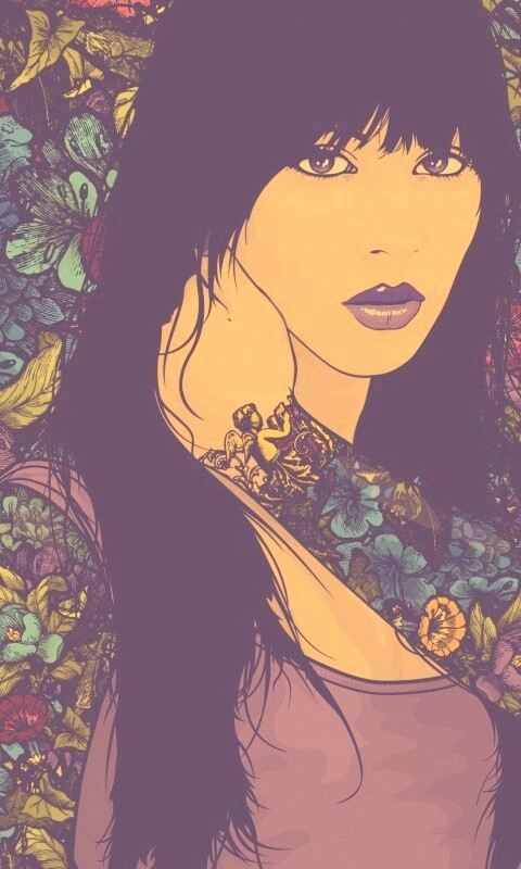 Девушка с цветочной тату обои