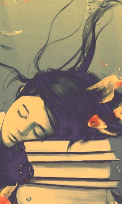 Девочка тонет в знаниях обои