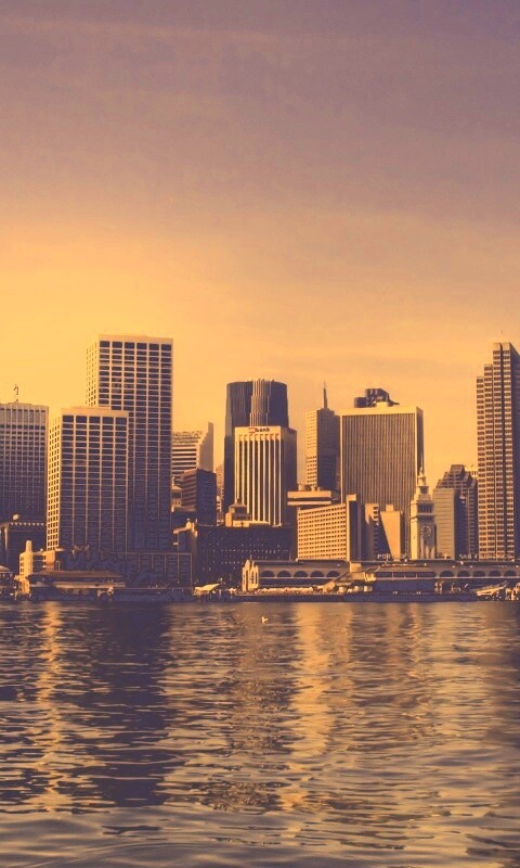 Небоскребы на береговой линии обои