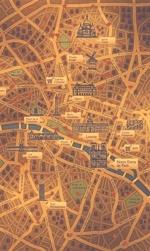 Карта Парижа обои