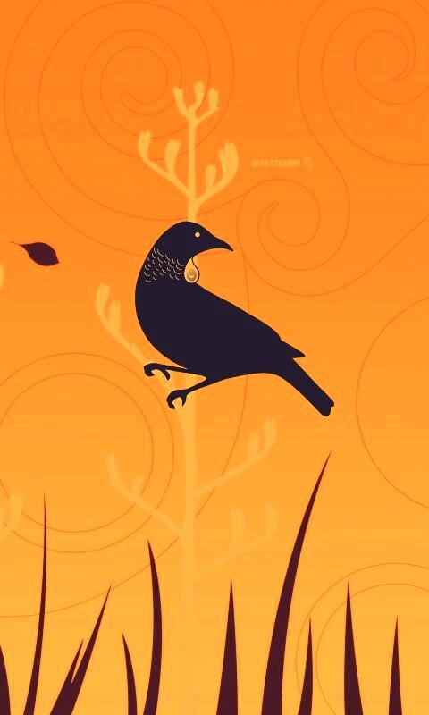 Векторные стилизованные птицы на ветках дерева обои