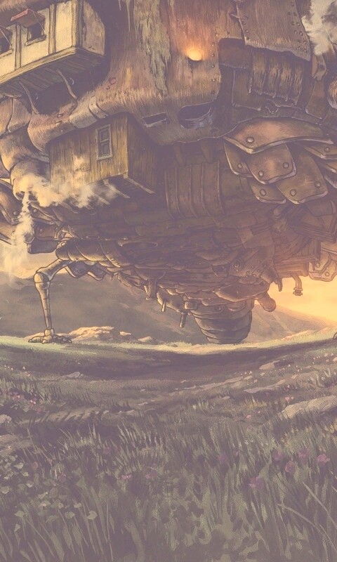 Ходячий замок в движении обои