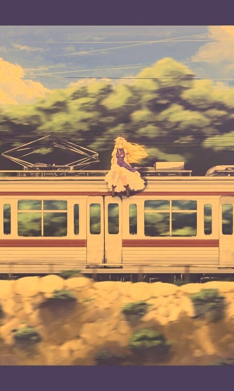 Девушка на крыше поезда обои