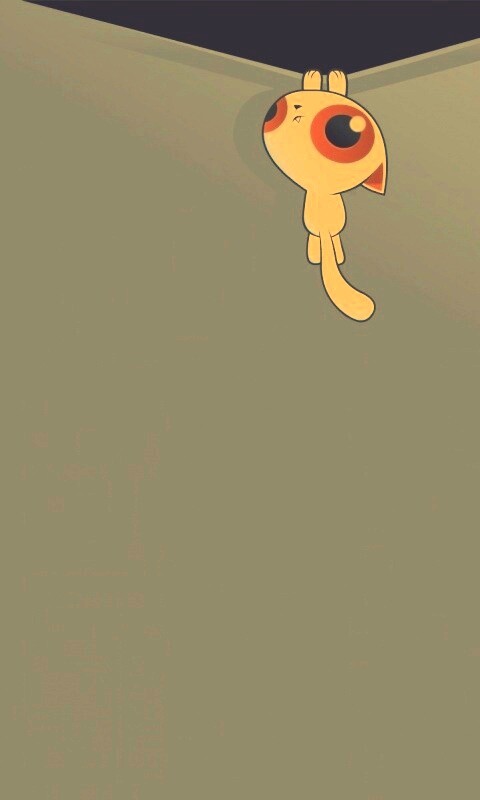 Кот, зацепившийся за край обои