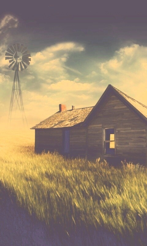 Домик в поле обои