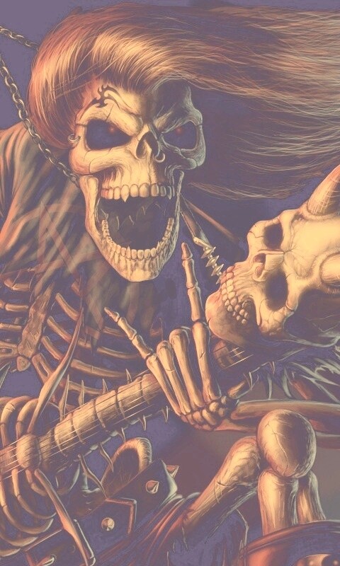 Скелет играет на скелет-гитары обои