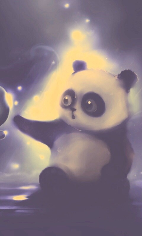 Панда и пузырек обои