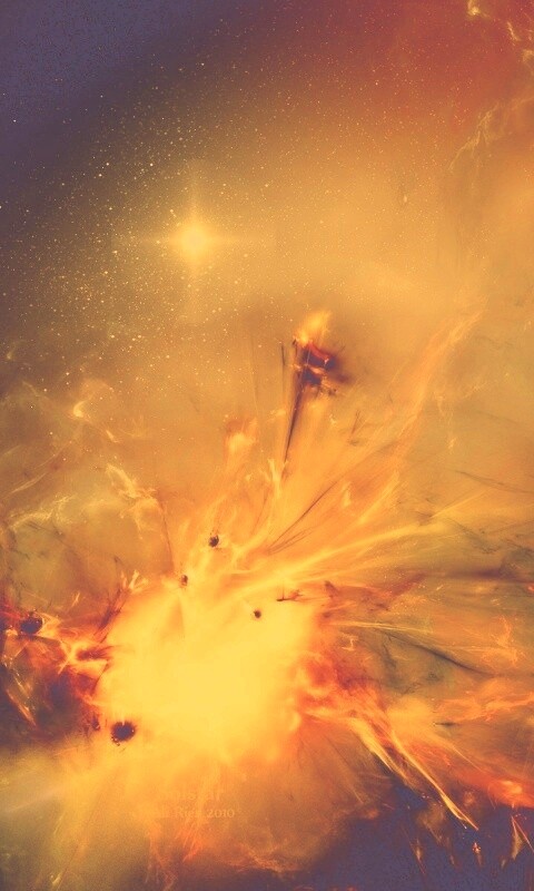 Туманность в красно-жёлтых тонах обои