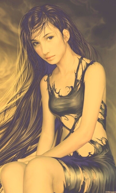 Девушка с длинными волосами обои