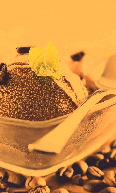 Кофейное мороженое с листиком мяты обои