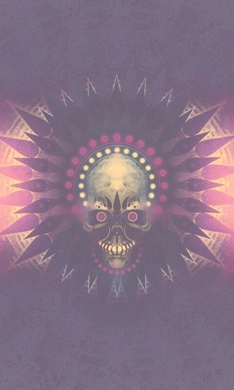 Неоновый череп обои