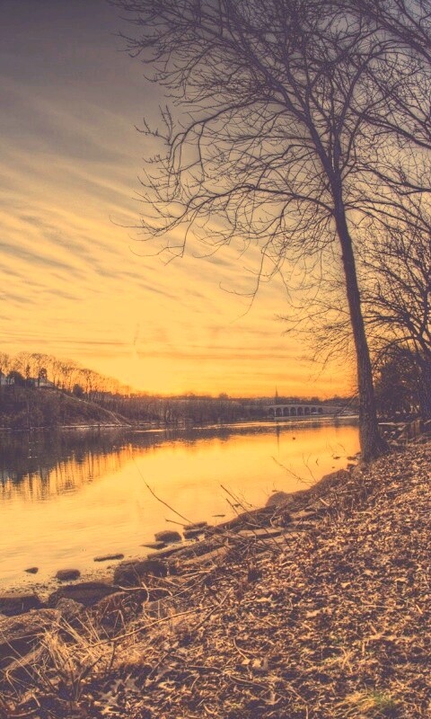 Осенний закат обои