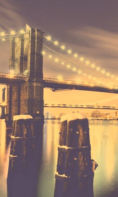 Бруклинский мост зимой HDR обои