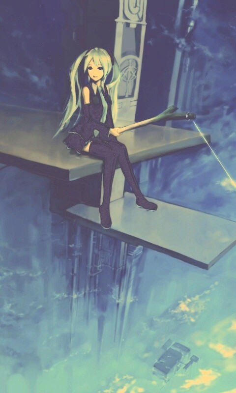 Хатсуне Мику с удочкой обои