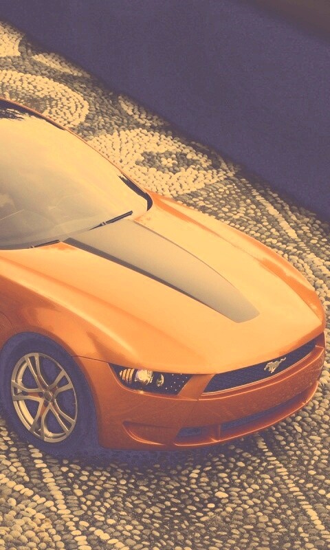 Оранжевый мустанг обои