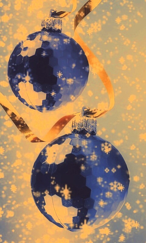 Синие новогодние шары обои