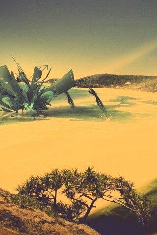 Робот на побережье обои