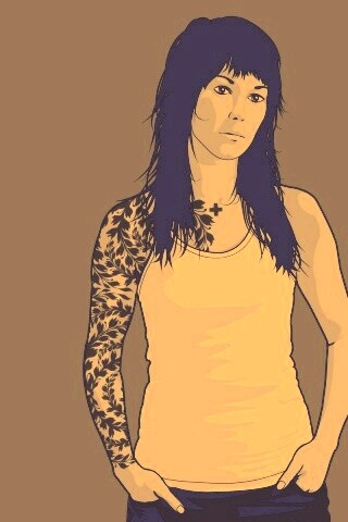 Девушка с татуировкой в виде листвы обои