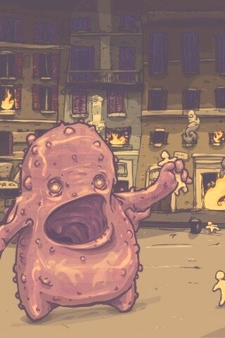 Монстр жрет людей обои