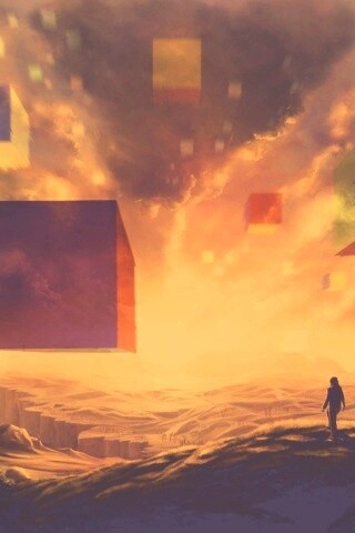 Кубы в небе обои