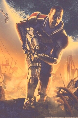 Капитан Шепард на руинах обои