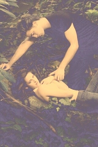 Эдвард и Белла в лесу обои