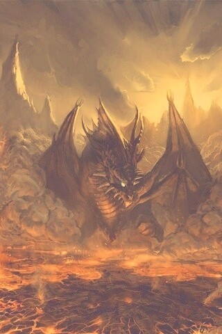 Дракон в лаве обои