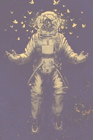 Космонавт и бабочки обои