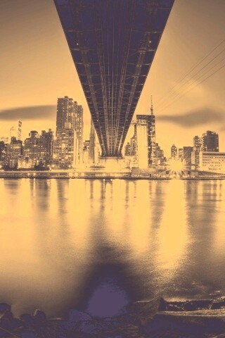 Вид на Остров Рузвельта из-под моста Квиснборо обои