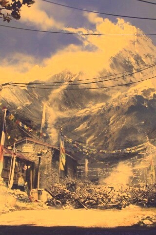 Загороженная улица в горах обои