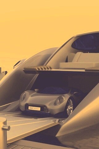 Яхта с автомобилем на борту обои