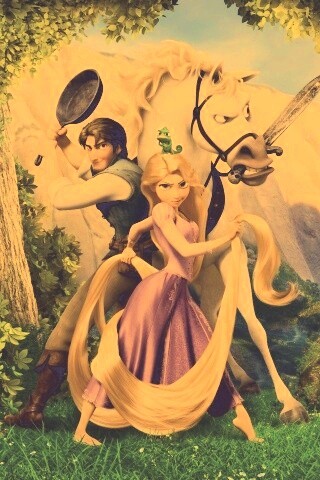 Рапунцель, Флин, Максимус и Паскаль обои