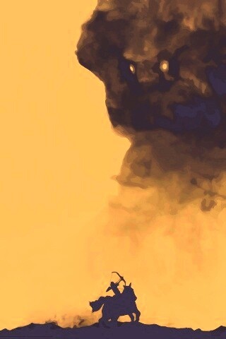 Всадник и огромный голем обои