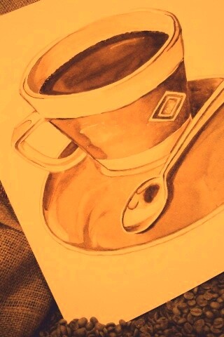 Нарисованная чашка кофе обои