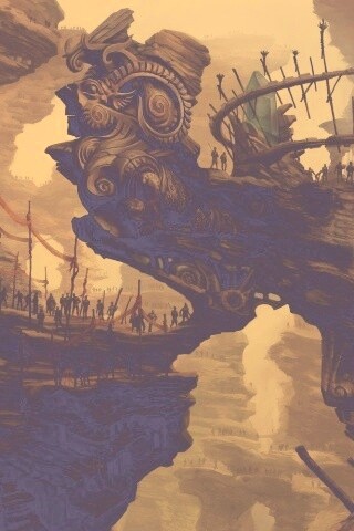 Древний корабль в скалах обои