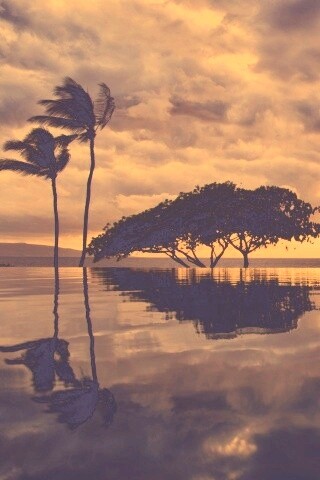 Восход над озером обои