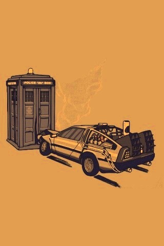 Что будет если ДеЛореан врежется в Тардис? обои