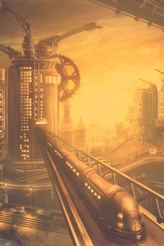 Город из мира стимпанк обои