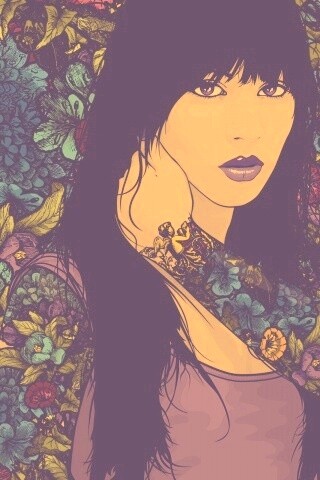 Девушка с цветочной тату обои