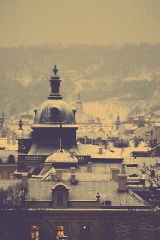 Город зимой обои