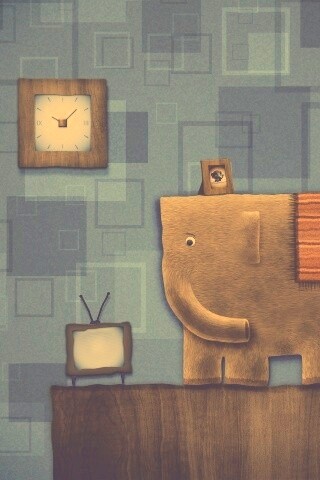 Слон, часы и телевизор обои